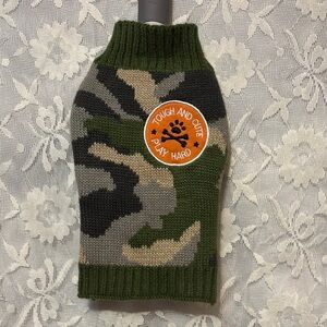Simply Dog Camouflage Green and Brown Dog Sweater with Ribbed Collar Size XXS